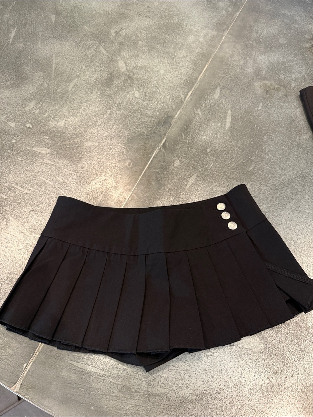 I.AM.GIA Black Pleated Mini Skort with Silver Buttons